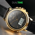 thumbnail image 2 of SKMEI Mens Watch Minimalism Analog Digital Watch with Alarm Stopwatch LED Backlight Leather Strap Classic Electronic Wrist Watch, 2 of 9