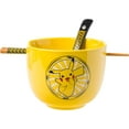 thumbnail image 5 of Silver Buffalo Microwave Safe Bowl with Chopsticks and Spoon, Ceramic Yellow, 20 oz, 5 of 11