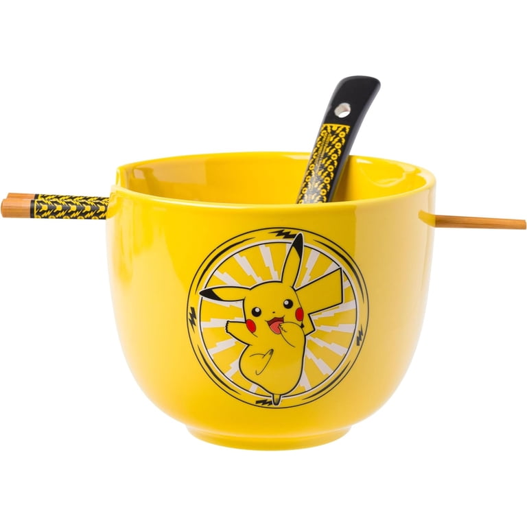 Silver Buffalo Microwave Safe Bowl with Chopsticks and Spoon