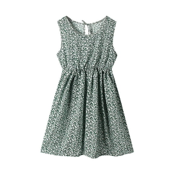YABCSAZ Girl's Summer Dresses Sleeve Tank Dress Swing A-Line Cute Casual Sundress Soft Loose Baby Girl Dress Floral Midi Dresses Kids Outfits Big Girls Everyday Dress Size 5T