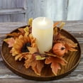 thumbnail image 6 of Fall Candle Rings Wreaths 3 Inch Center, Harvest Pumpkin Maple Leaves Fall Candle Rings, Candle Garland for Thanksgiving Autumn Festival Party Table Centerpieces Decor Holiday Celebrations A, 6 of 9