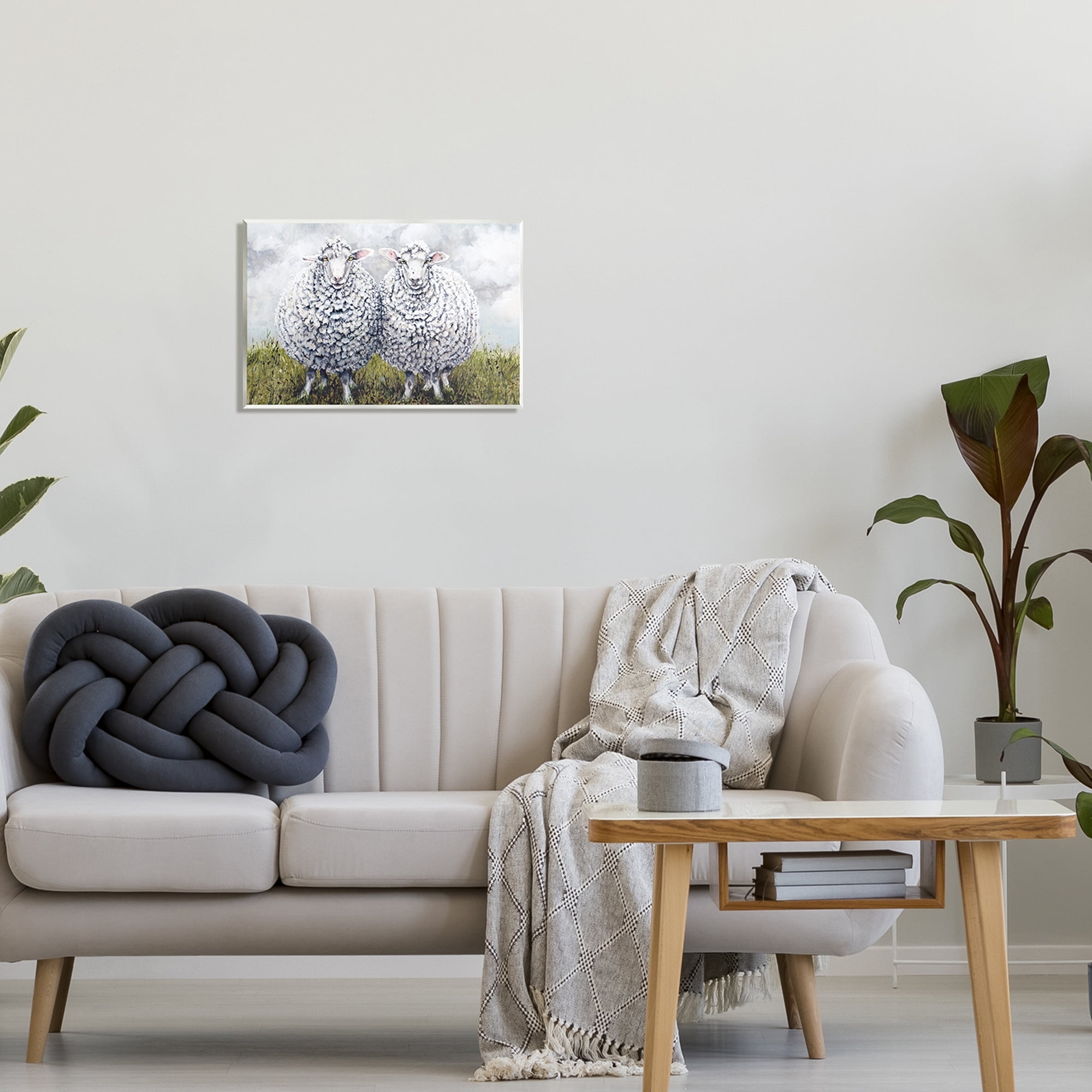 Stupell Industries Sheep Duo Farm Landscape Animals & Insects Painting Unframed Art Print Wall Art, 19 x 13