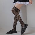 thumbnail image 3 of Dengjunhu 1 Pair Stockings Close-fitting Thin Black Solid Color Quick Dry See-through Lace Flower Embroidery Lolita Style Decorative Knee Thigh for Daily Wear, 3 of 7