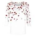 thumbnail image 5 of Gamivast Womens Tops Women Valentines Day Tops Plus Size Loose Casual Love Heart Print 3/4 Sleeve Trendy Blouse Holiday Crew Neck Tunic Shirts Valentines Blouse, 5 of 5