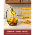 thumbnail image 2 of 360° Rotating Fruit Basket for Kitchen Counter with Upgraded Banana Hanger, 2026 Pro Metal Wire Fruit Basket with Wooden Base, Fruit Bowl for Fruits Snacks with Non-Slip Pads, 2 of 3