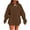 Coffee, variant on CQONEPT Women's Sherpa Lined Sweatshirts Drawstring Hoodies Dressy Casual Hooded Winter Outdoor Clothes with Pockets Light Blue 2XL