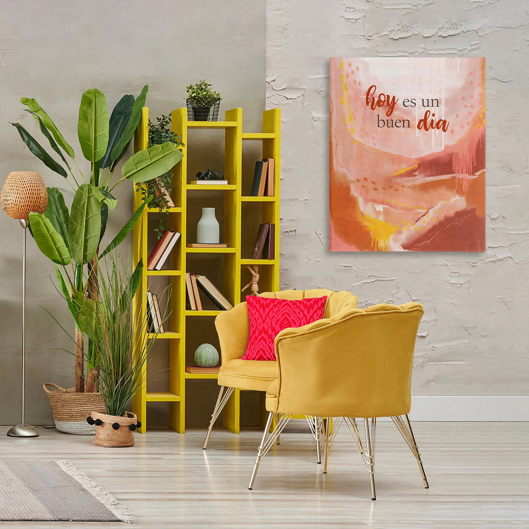 Stupell Industries Hoy es un Buen Dia Rojo Inspirational Quotes & Sayings Painting Wrapped Canvas Art Print Wall Art, 30 x 40