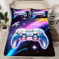 thumbnail image 2 of Manfei Kids Game Console Twin Sheet Sets,Galaxy Starry Night Twin Fitted Sheet,Silver Blue Flat Sheet For Boy,Ultra Soft Home Decor,3pcs, 2 of 7