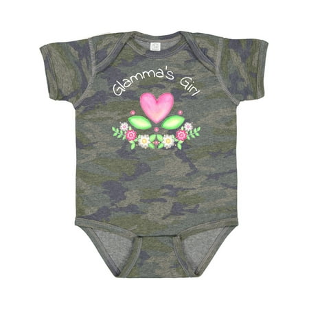 

Inktastic Glamma s Girl- Heart Flowers Gift Baby Girl Bodysuit