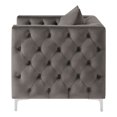 thumbnail image 3 of 39 Inch Tuxedo Style Accent Chair, Tufted Sides and Sleek Metal Feet, Gray, 3 of 5