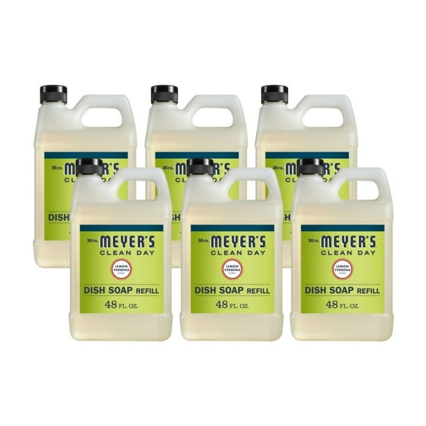Mrs. Meyer's Liquid Dish Soap Refill, Lemon Verbena, 48 OZ (Pack of 6)