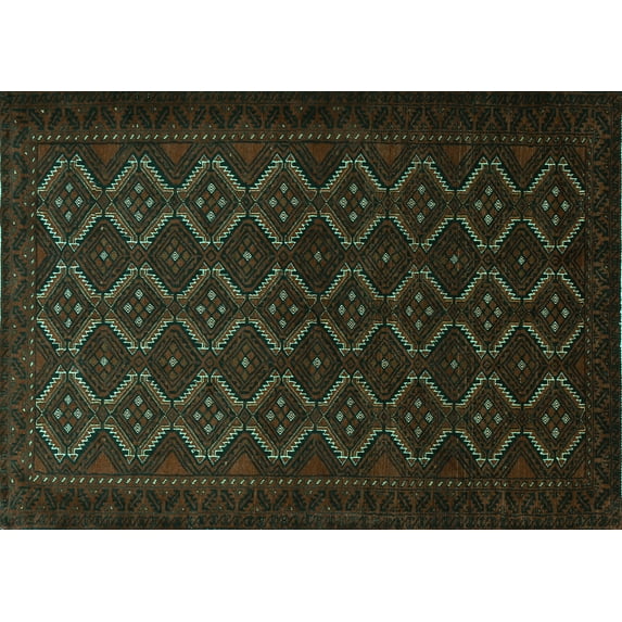 Ahgly Company Indoor Rectangle Persian Turquoise Blue Traditional Area Rugs, 3' x 5'