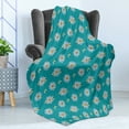 thumbnail image 4 of Daisy Soft Flannel Fleece Throw Blanket, Field of Blossoming Camomile Petals Image with Bees Flying and Making Honey Theme, Cozy Plush for Indoor and Outdoor Use, 50" x 70", Multicolor, by Ambesonne, 4 of 5
