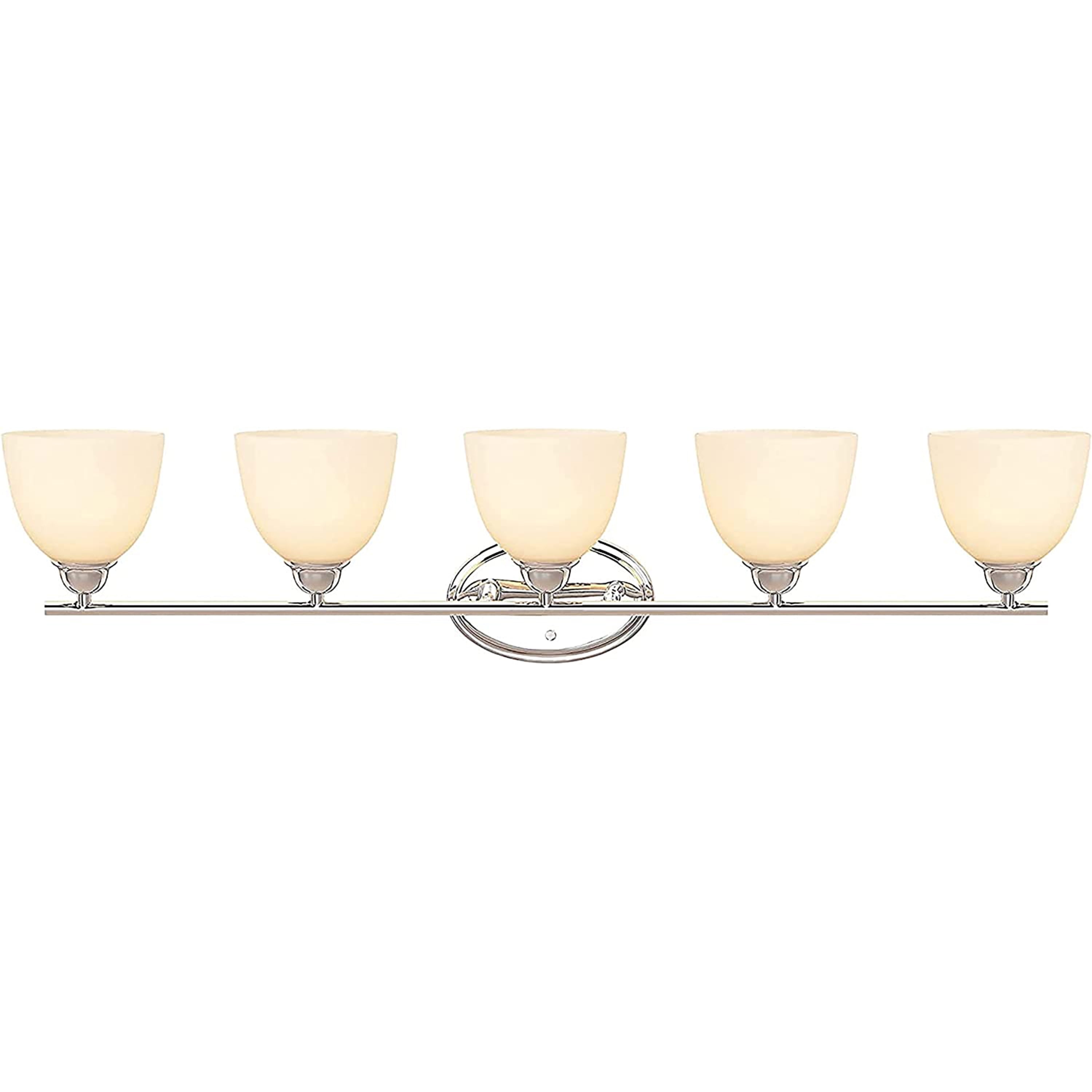 Aspen Creative 62229, Bathroom Vanity 5 Lights Fixture, 40" W x 9-1/2" H x 6-1/2" D, Chrome Finish/Frosted Glass Paint White Inside