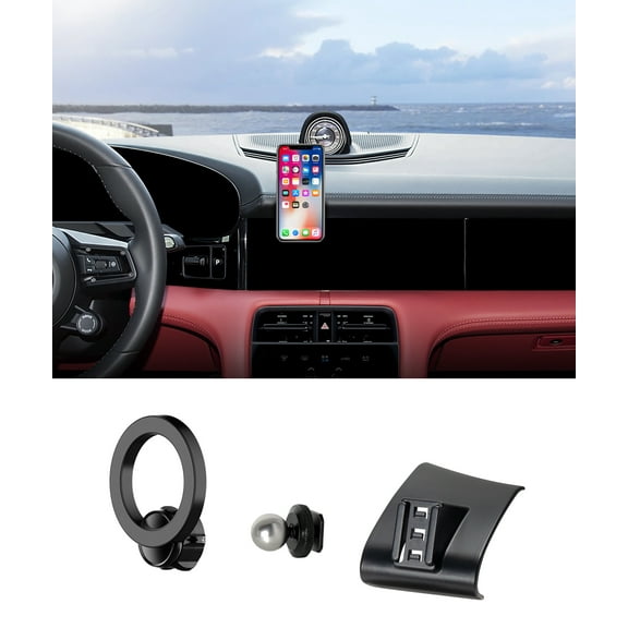 MaserWeller Car Phone Holder for Porsche Taycan 2019-2025 Accessories, 360° Rotation Phone Mount Compatible with MagSafe, Cell Phone Holder Does Not Affect Air Vent
