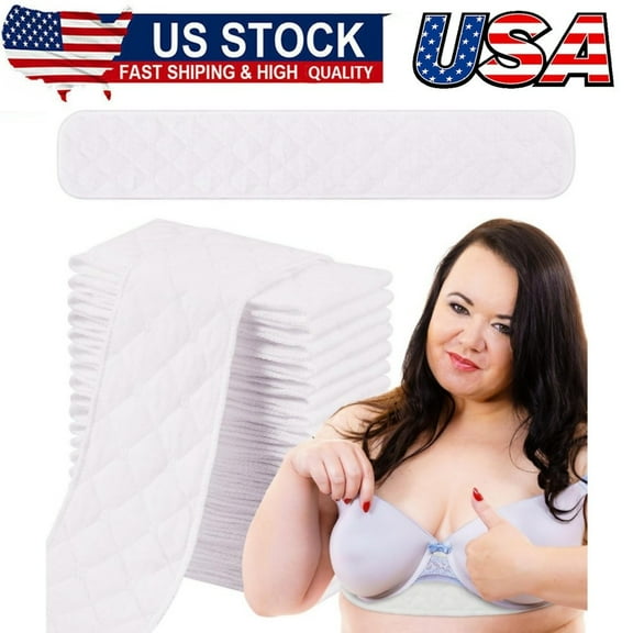 20 Pcs Bra Liners for Sweat 18x3 Inch 3 Layer Washable Rectangle Cotton Under Breasts Pads for Women Absorb Sweating