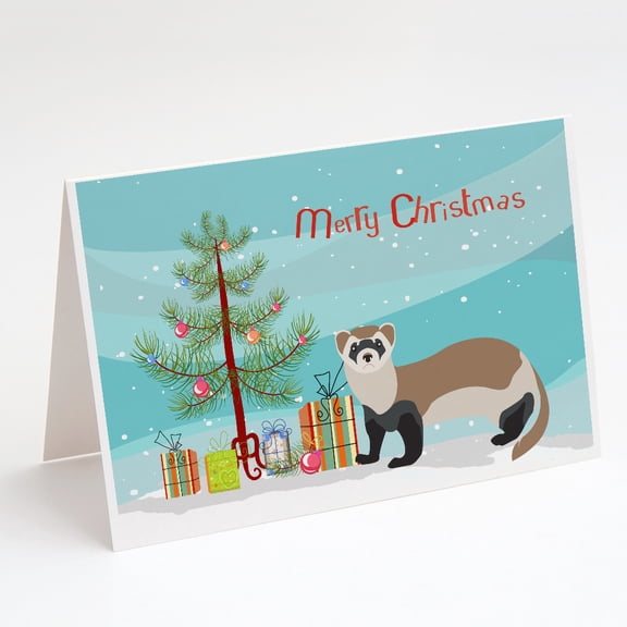 Ferret Christmas Greeting Cards and Envelopes Pack of 8