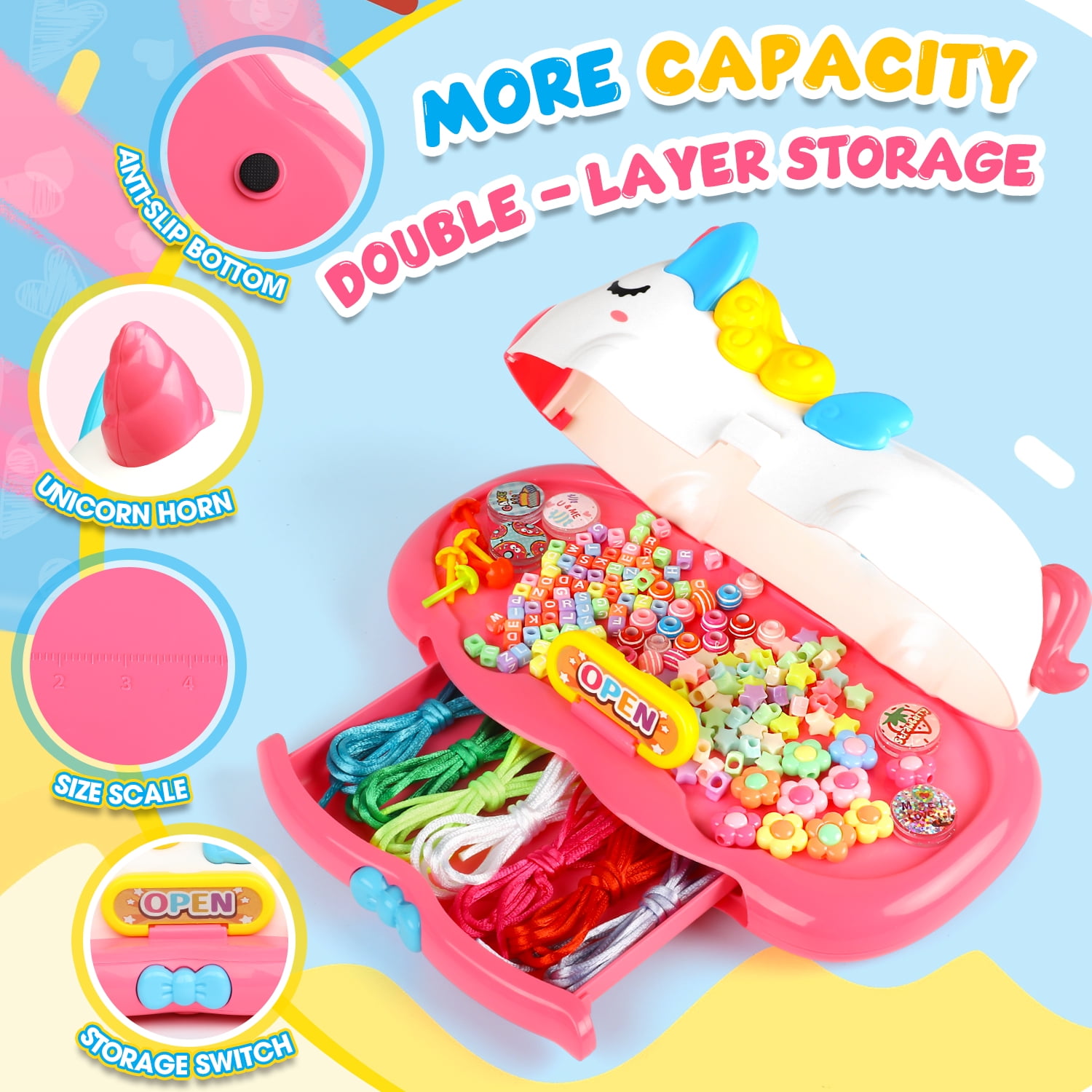 Carsky Unicorn Friendship Bracelet Kits for Girls 8-12, DIY Art Craft Bracelet String Making Set, Christmas Pink Unicorn Toys Gifts for Kids 6 7 8+