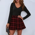 thumbnail image 3 of Baqcunre Rompers For Women Women Pleat Skirt Preppy Style Plaid Mini Skirts School Uniforms Jumpsuits For Women Women'S Pants Red M, 3 of 8