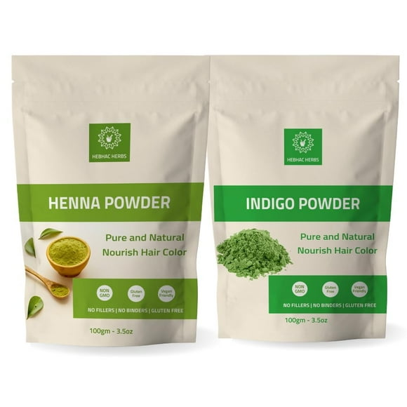 Henna and Indigo Powder for Hair Color, Growth - 200g (100g Each), Pure and Natural Hair Dye