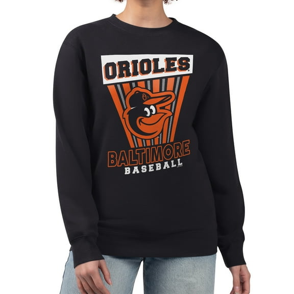 Women's Starter  Black Baltimore Orioles Poster Print Pullover Sweatshirt
