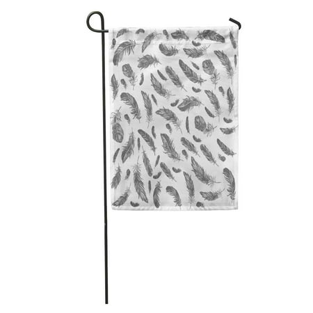Decorative Feather Flags SIDONKU Beautiful Black and White Feather Pattern Beauty Bird Drawing Elegance Garden Flag Decorative Flag House Banner 12x18 inch ()