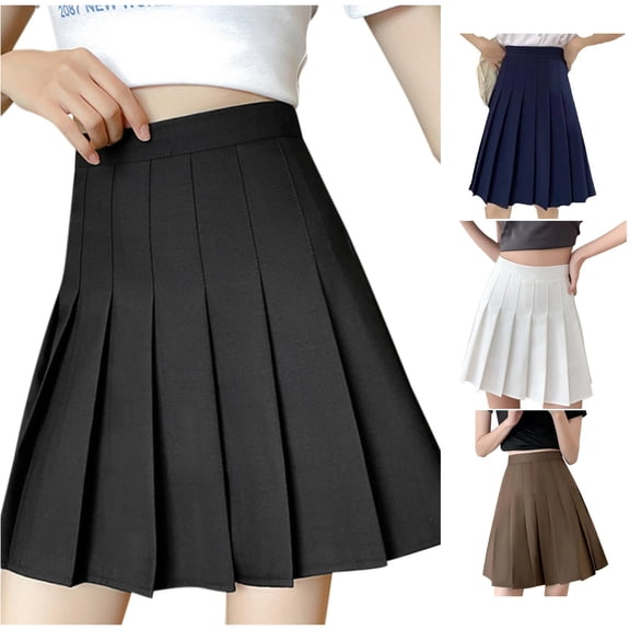 XIAONU Women High Waist Pleated Mini Skirt Casual Athletic Tennis Skirts