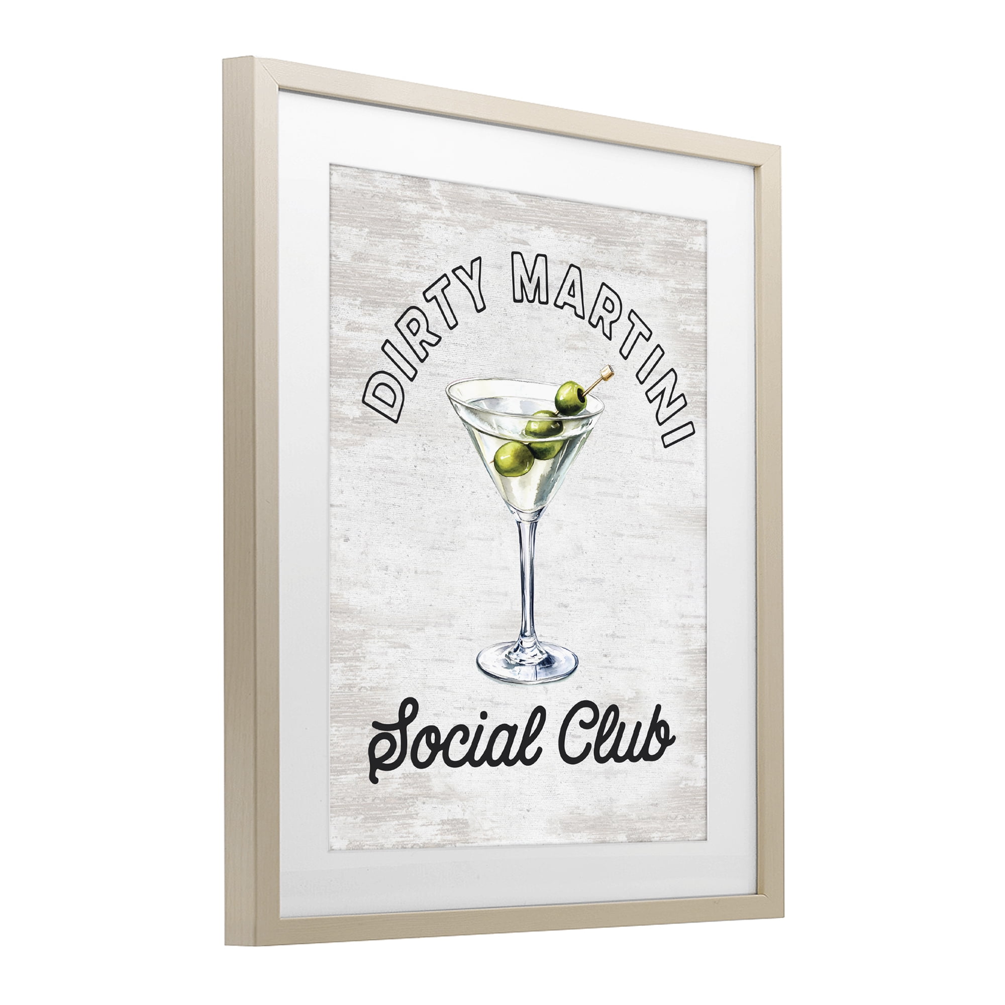 Stupell Industries Dirty Martini Social Club Birch Framed Print Under Glass, design by Lettered and Lined