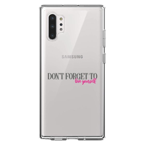 DistinctInk Clear Shockproof Hybrid Case for Galaxy Note 10 PLUS (6.8" Screen) - TPU Bumper Acrylic Back Tempered Glass Screen Protector - Don't Forget to Love Yourself