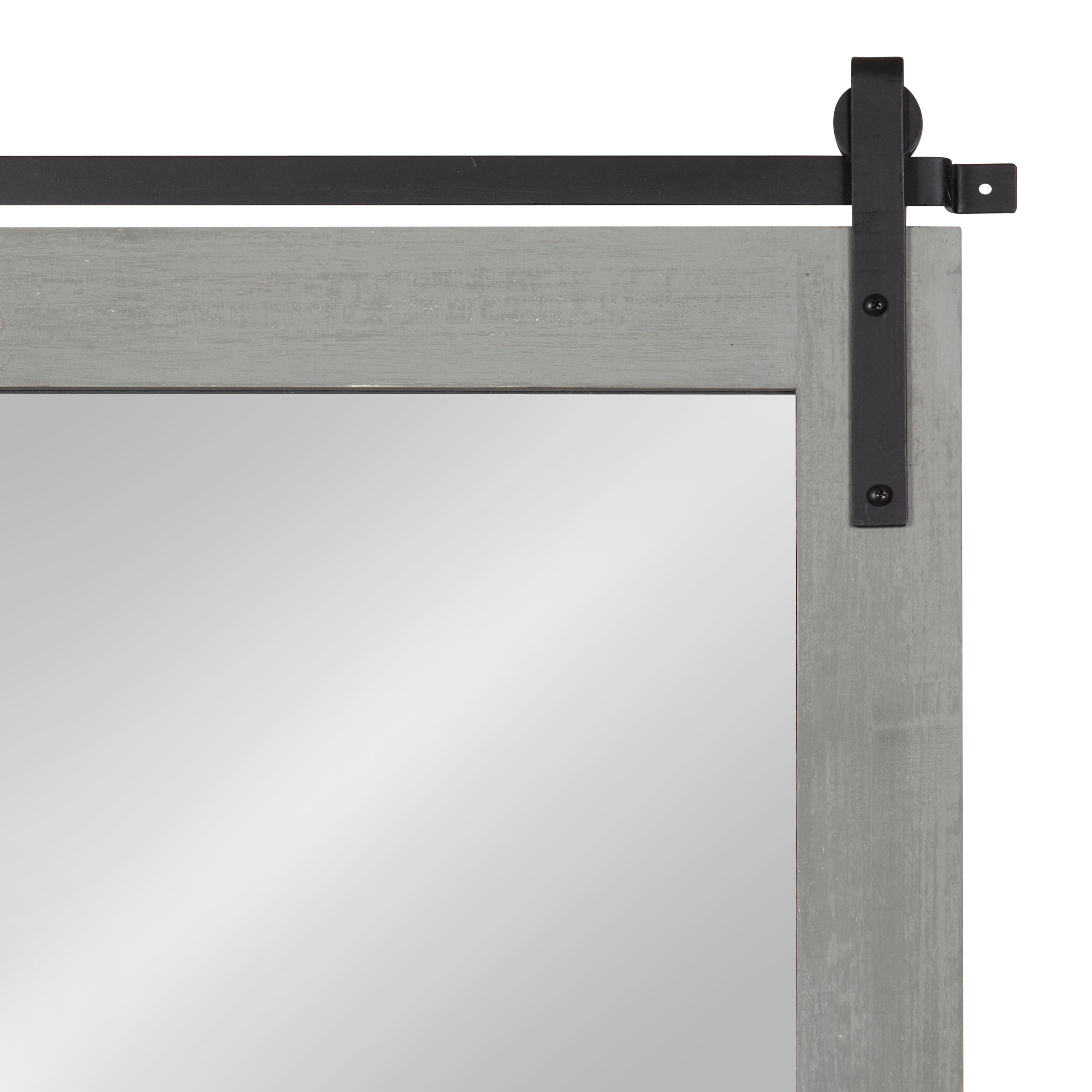Kate and Laurel Cates Farmhouse Wall Mirror, 24 x 38, Gray, Barn Door-Inspired Rustic Mirrors for Wall