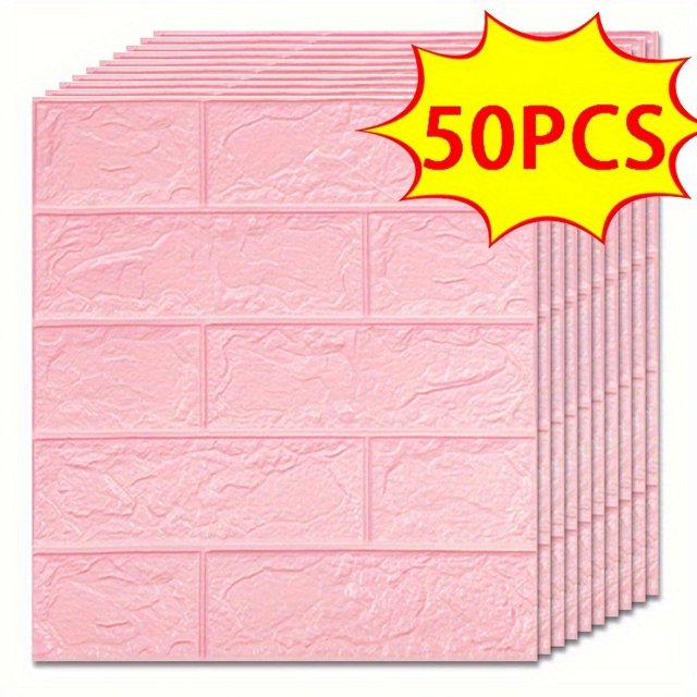20/30/40//50pcs 3D Wall Tile Sticker, Foam Brick Self-Adhesive Anti-Collision Sticker,