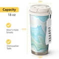 thumbnail image 6 of 18oz Travel Coffee Mug, 316 Stainless Steel Vacuum Insulated Tumbler with 2-in-1 Straw Lid & Strap, Liquid & Marble Print, 6 of 6