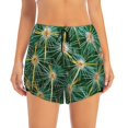 thumbnail image 2 of Rateoe Thorns Of Macro Cactus Printed 2 in 1 Women's Workout Shorts for Athletic Gym Running Shorts with Phone Pockets-, 2 of 7