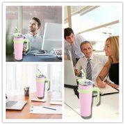40 oz Tumbler with Handle and Straw, Leak Proof Stainless Steel Tumbler with 2-in-1 Straw Lid, Insulated Travel Coffee Mug with Lids, Keeps Drinks Cold or Heat for 24 Hours