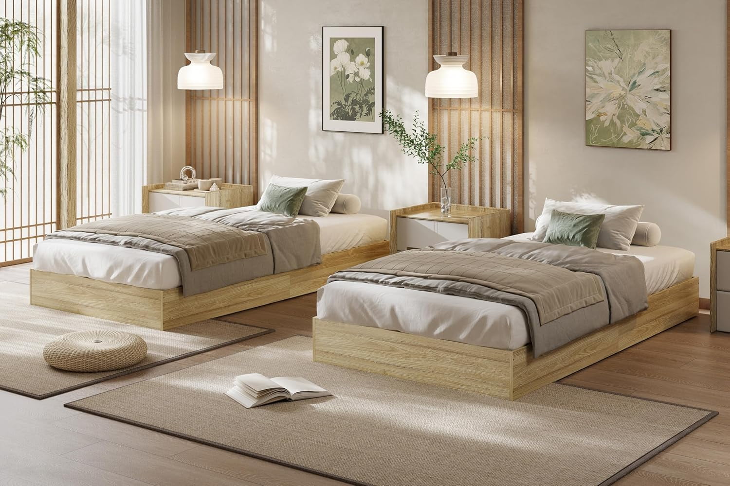 GAOMON 41 Inch Twin XL Wood Platform Bed Frame,Wooden Bed Frame Without Headboard, Wood Slat Support, No Noise , No Box Spring Needed,Easy Assembly, Natural