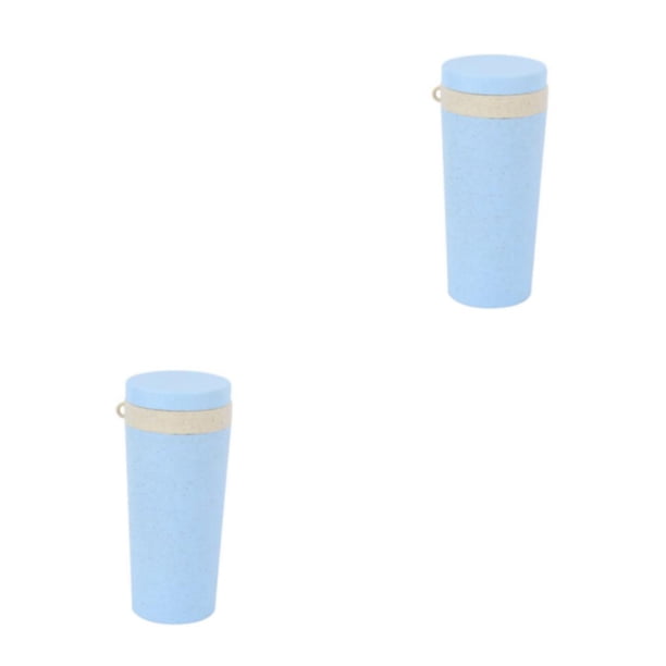Billuyoard Botella deportiva de trigo Buen sellado Leche Estilo simple Coche Hogar Vaso Vaso de boca ancha para viajes Camping Picnic Azul 2piezas