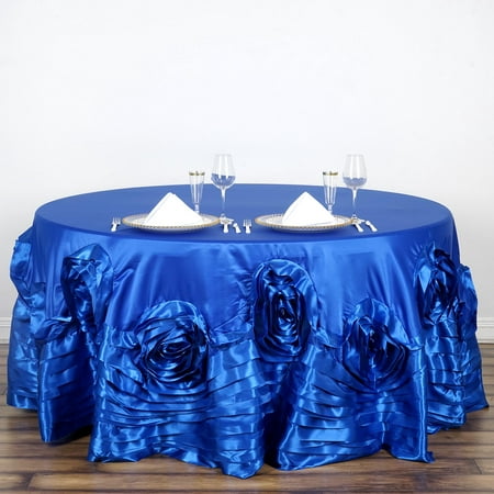 

Efavormart 120 Royal Blue Large Rosette Round Tablecloth Lamour Satin Tablecover For Wedding Party Dining Birthday