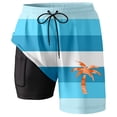 thumbnail image 2 of Mens Beach Shorts Summer Vacation Quick Dry Swim Trunks with Compression Liner Holiday Print Board Shorts, 2 of 4