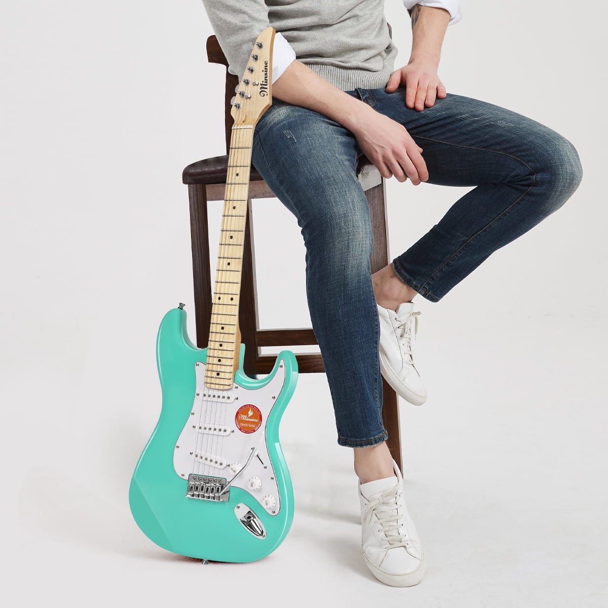 39 Inch Electric Guitar, Full Size Solid Body S-S-S Pickups 6 Strings Beginner Guitar Kit With Gig Bag, Strap, Tremolo Arm, Cable & Picks MS100
