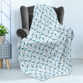 thumbnail image 4 of Dino Soft Flannel Fleece Throw Blanket, Monotone Funny Dinosaurs with Palms and Volcano on a Plain Background, Cozy Plush for Indoor and Outdoor Use, 50" x 60", Blue Pale Blue and White, by Ambesonne, 4 of 5