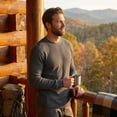 thumbnail image 3 of Couver Men's Heavyweight Cotton Long Sleeve Thermal Top, Denim M, 1 Count, 1 Pack, 3 of 6