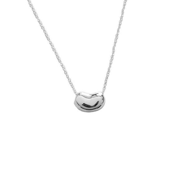 Sterling Silver Kidney Bean Pendant Charm Necklace 18 Inches