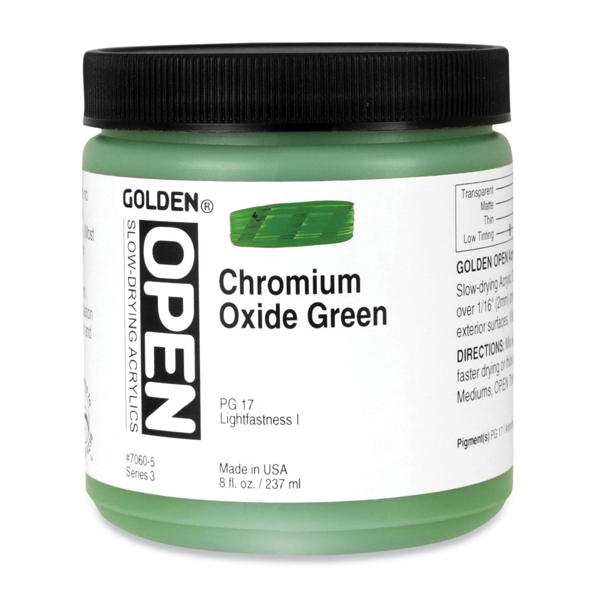 Golden Open Acrylics - Chromium Oxide Green, 8 oz Jar