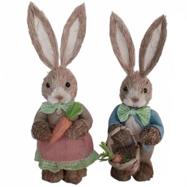 De Paja Conejito Decoraciones De Pascua Lindos Suministros De Decoración Navideña Para Mesa Junto A La Cama Cateissary HA047023-01