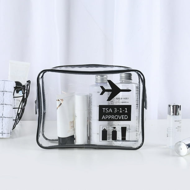 Neceser transparente 2 bolsas transparentes de avion Neceser de transporte de liquidos Neceser unisex transparente negro JFHHH pequena Walmart en linea