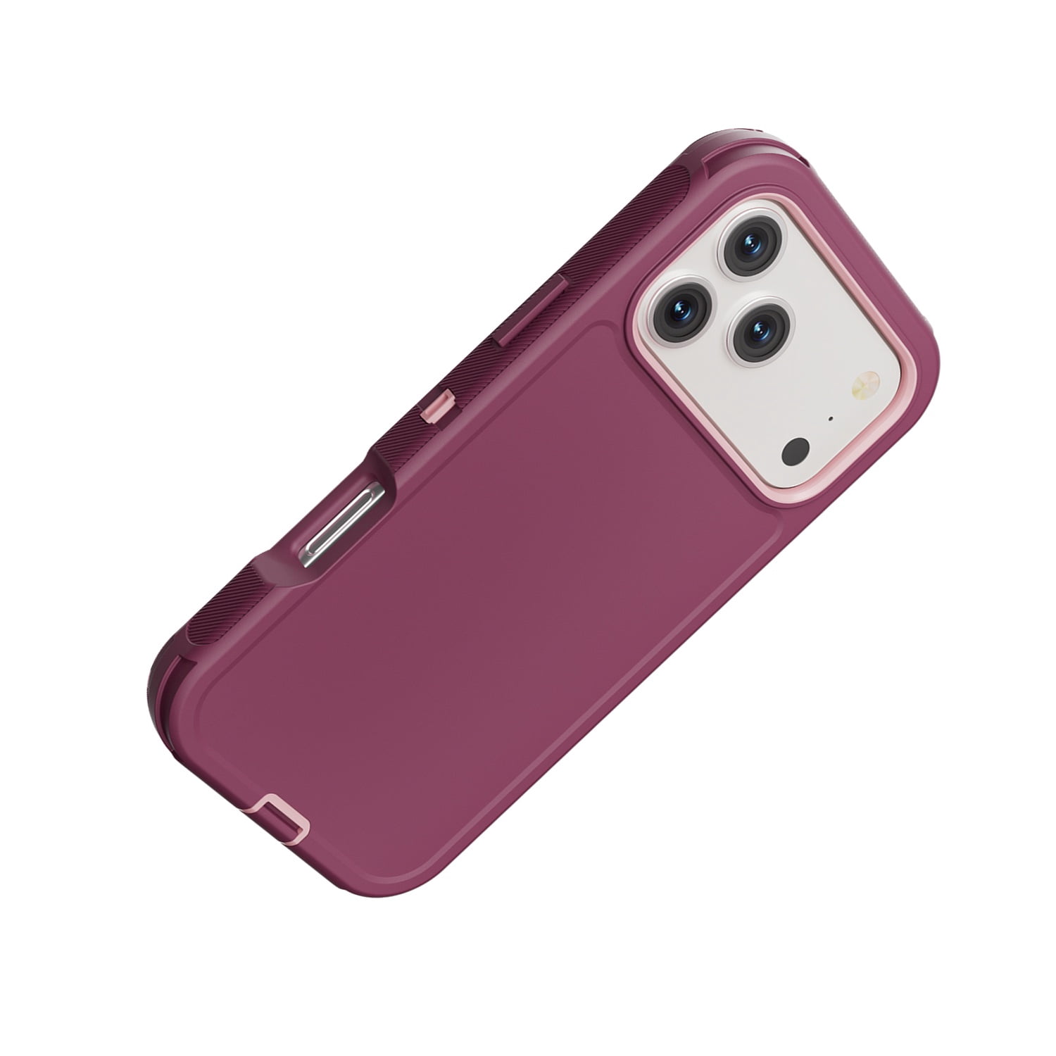 DualPro Shock-Resistant Case for iPhone 17 Pro Max - Burgundy & Light Pink