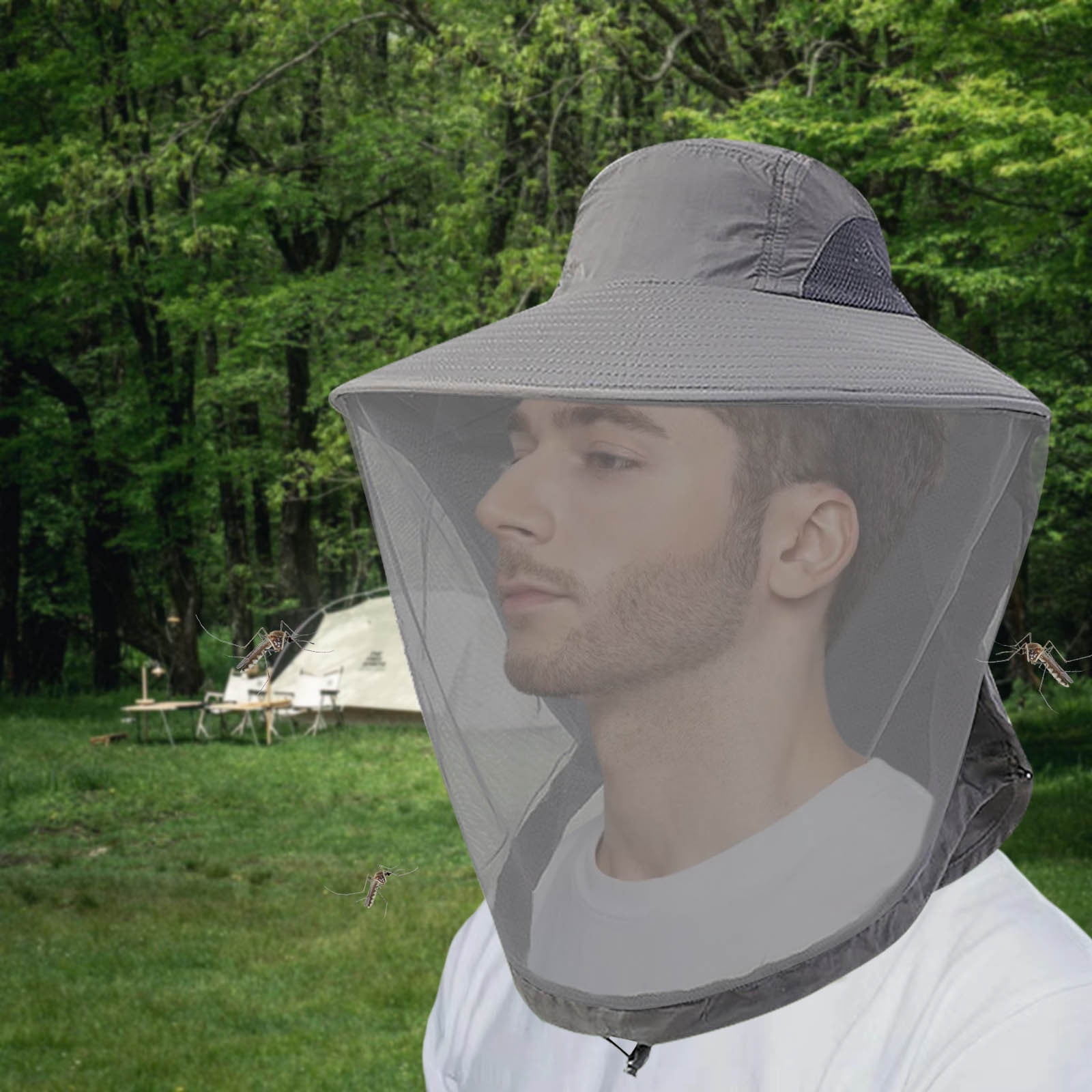 Cadorn 1 PCS Beekeeping Veil Hat with Mosquito Head Net, Dark Gray Adjustable Lightweight Mesh Cap for Outdoor Activities, Gardening, and Protective Gear