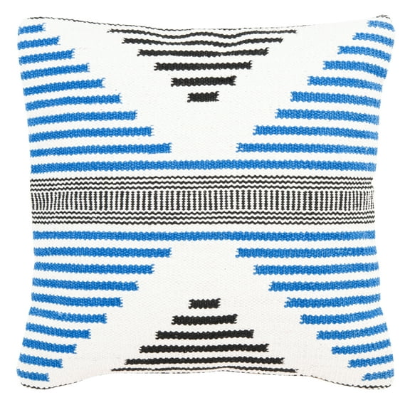 SAFAVIEH Raissa Geometric Chevron Accent Pillow, 20" x 20", Blue/Beige