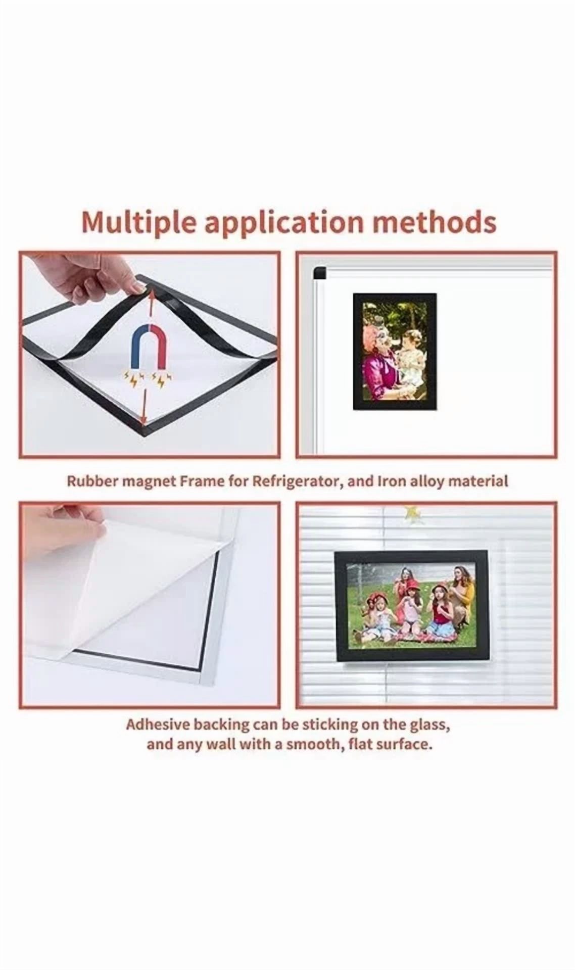 10 Packs 4X6 Magnetic Black Picture Frames For Refrigerator, Self-Adhesive