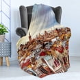 thumbnail image 4 of City Old Houses Soft Flannel Fleece Blanket, Aerial View of the Roofs of the Old Town of Valencia Spain with the Micalet, Cozy Plush for Indoor and Outdoor Use, 50" x 60", Multicolor, by Ambesonne, 4 of 5